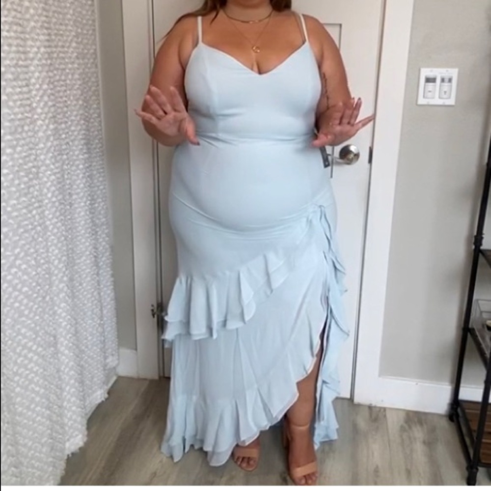 LULUs Esther ice blue sleeveless maxi dress